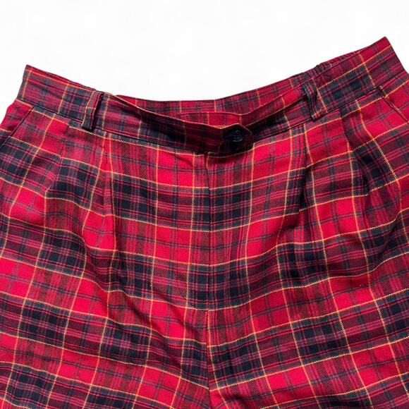 Vintage Counterparts Plaid High Rise Bermuda Shorts Red Tartan 14 Made in Canada - Picture 2 of 7